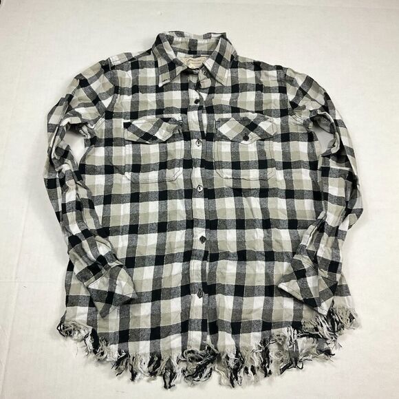 Current Elliott Womens Flannel Button Down Shirt Plaid Long Sleeve Top Size 0 - Picture 1 of 12